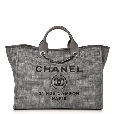 chanel woven straw raffia deauville large tote grey|CHANEL Woven Straw Raffia Large Deauville Tote Grey.